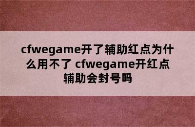 cfwegame开了辅助红点为什么用不了 cfwegame开红点辅助会封号吗